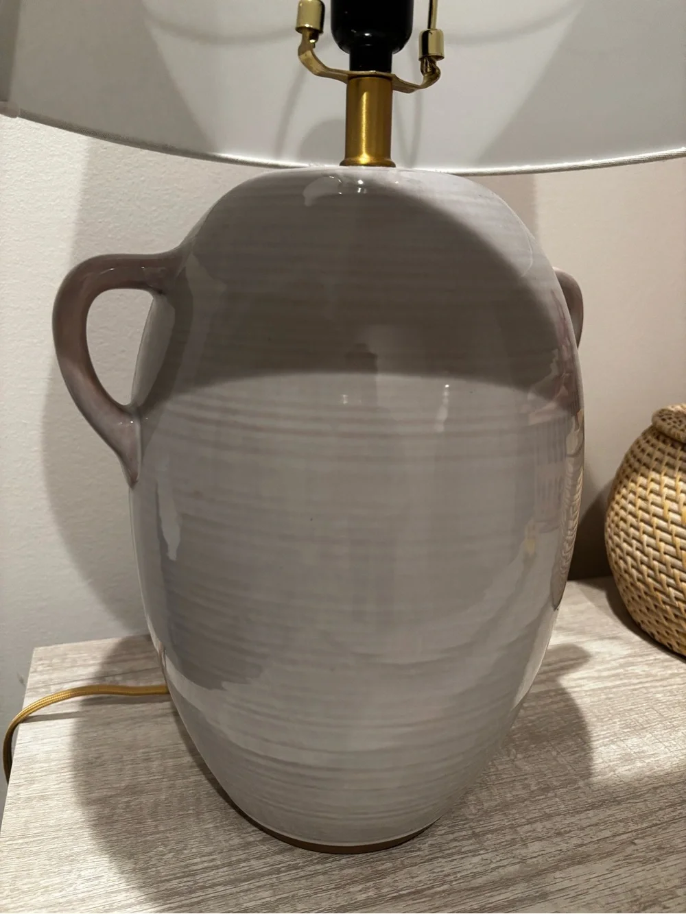 Target Gray Ceramic Two-Handled Table Lamp with White Shade